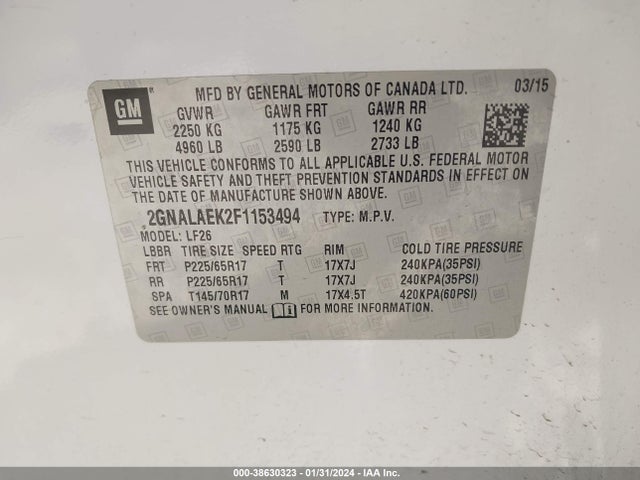 Chevrolet EQUINOX LS 2015 2GNALAEK2F1153494 Image 9