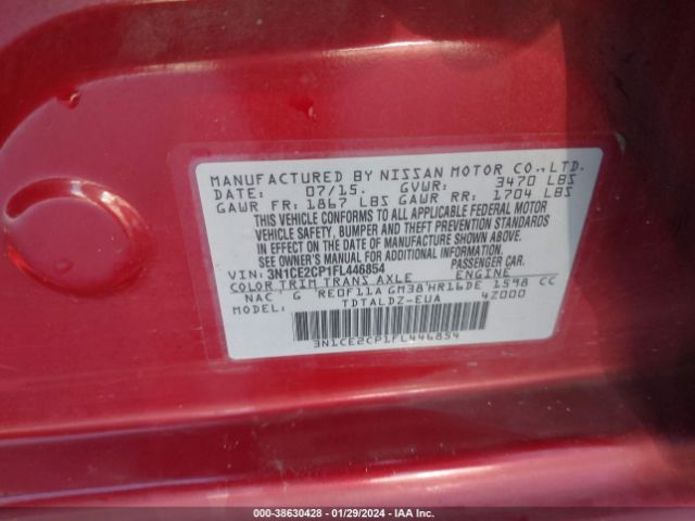 3N1CE2CP1FL446854 Nissan Versa Note S (sr)/s Plus/sl/sr/sv