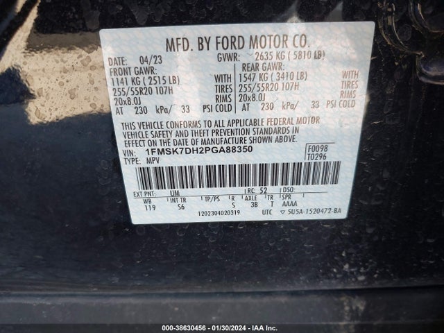 Ford EXPLORER XLT 2023 1FMSK7DH2PGA88350 Image 9