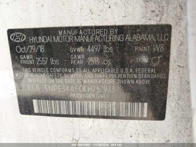 Hyundai SONATA SEL 2019 5NPE34AF0KH752973 Image 9
