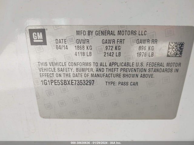 Chevrolet Cruze 2lt Auto 2014 1G1PE5SBXE7353297 Image 9