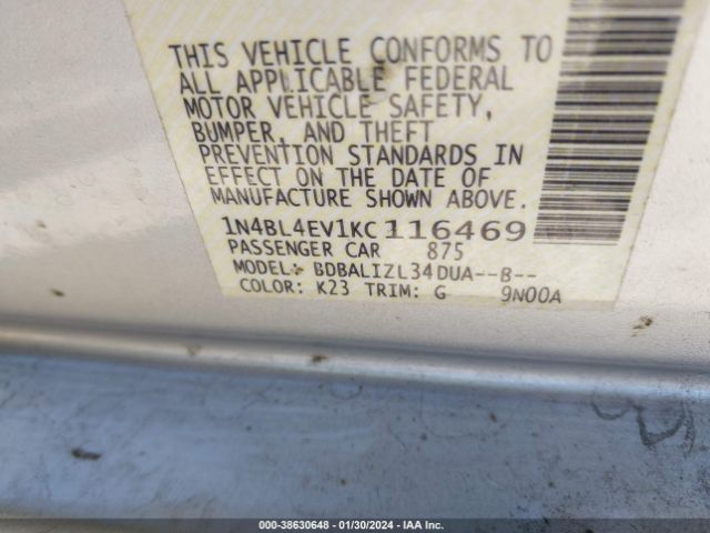 1N4BL4EV1KC116469 Nissan Altima 2.5 Sl