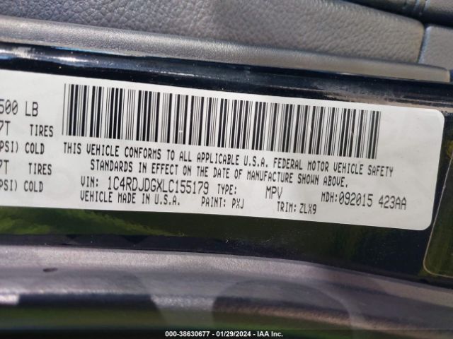1C4RDJDGXLC155179 Dodge Durango Gt Plus Awd