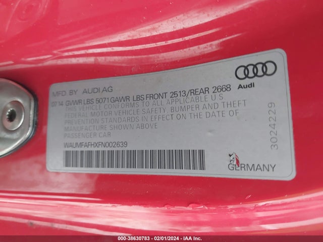 WAUMFAFHXFN002639 Audi A5 2.0t Premium
