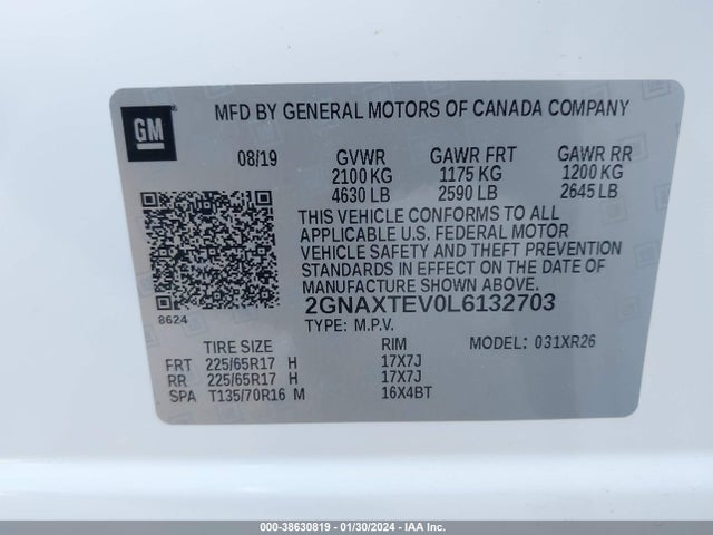 Chevrolet Equinox Awd 2fl 2020 2GNAXTEV0L6132703 Image 9