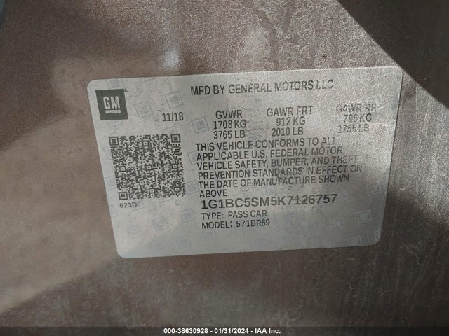 Chevrolet CRUZE LS 2019 1G1BC5SM5K7126757 Image 9
