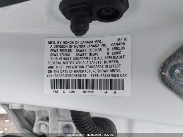 2HGFC1F33GH655799 Honda Civic Ex-t