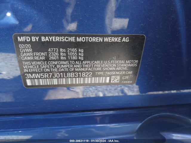 3MW5R7J01L8B31822 BMW 330i Xdrive