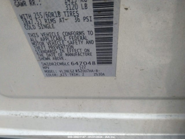 Nissan Pathfinder Sl 4wd 2020 5N1DR2CM6LC647048 Image 9