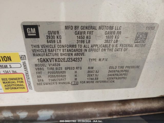1GKKVTKD2EJ234237 GMC Acadia Denali