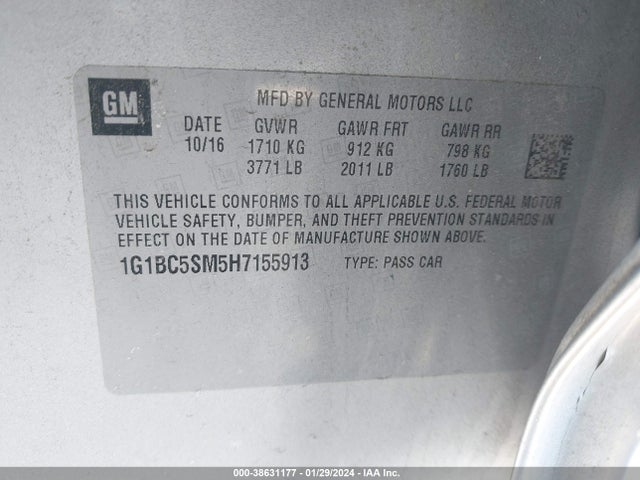 Chevrolet Cruze Ls Auto 2017 1G1BC5SM5H7155913 Image 9