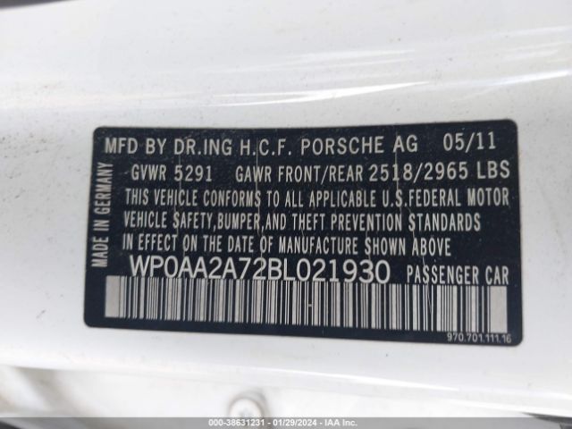 2011 PORSCHE PANAMERA WP0AA2A72BL021930 Photo 8