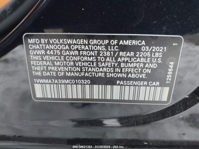 1VWMA7A39MC010320 Volkswagen Passat 2.0t R-line