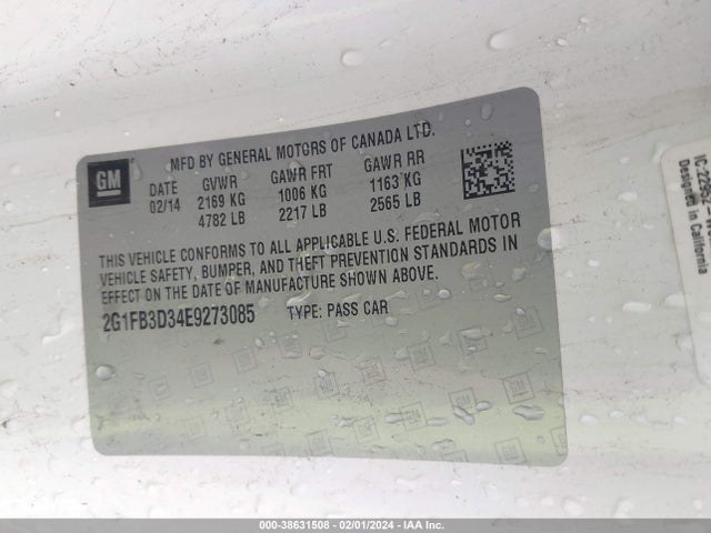 Chevrolet Camaro 1lt 2014 2G1FB3D34E9273085 Image 9