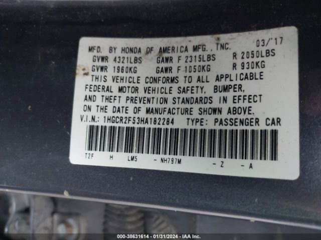 1HGCR2F53HA182284 Honda Accord Sport