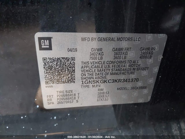 Chevrolet Suburban Ls 2019 1GNSKGKC3KR341370 Image 9