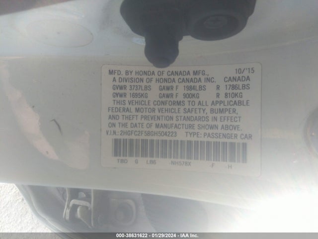 Honda Civic Lx 2016 2HGFC2F58GH504223 Image 9