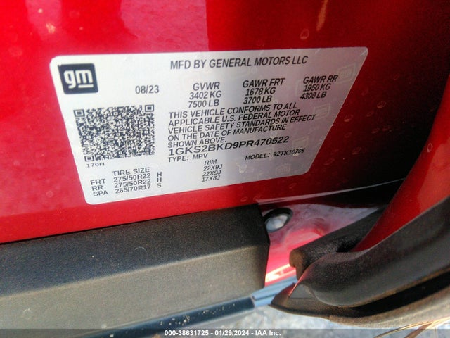 GMC Yukon 4wd Slt 2023 1GKS2BKD9PR470522 Image 9