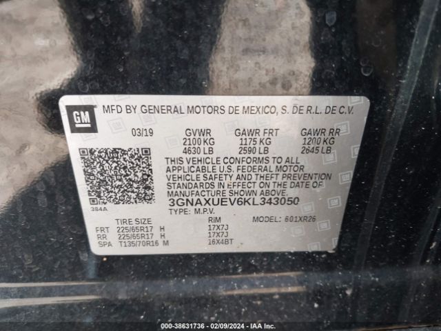 2019 CHEVROLET EQUINOX 3GNAXUEV6KL343050 Photo 8