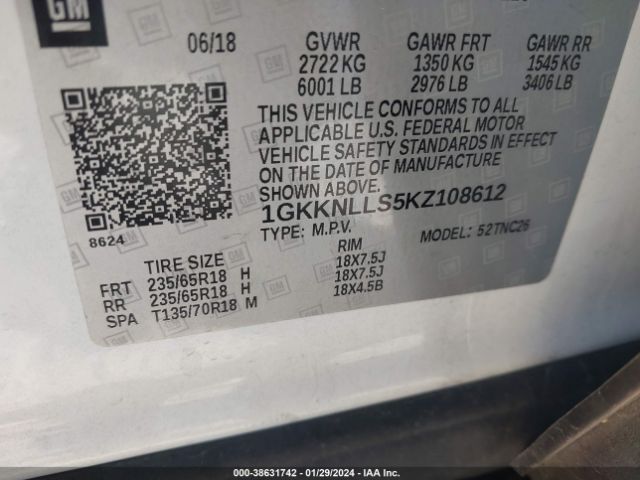 1GKKNLLS5KZ108612 GMC Acadia Sle-2