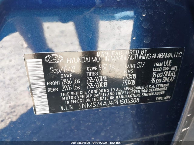 Hyundai Santa Fe Sel 2023 5NMS24AJ4PH505308 Image 9