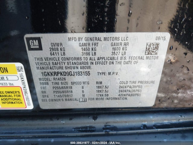 1GKKRPKD9GJ183155 GMC Acadia Sle-2