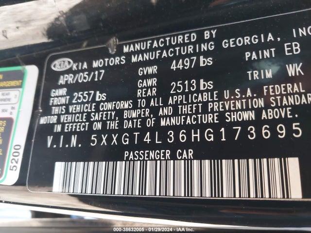 KIA Optima Lx 2017 5XXGT4L36HG173695 Image 9