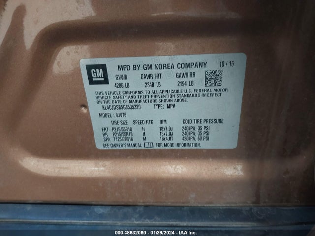 KL4CJDSB5GB535320 Buick Encore Premium