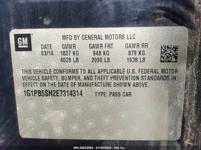 Chevrolet Cruze Ls Manual 2014 1G1PB5SH2E7314314 Image 9