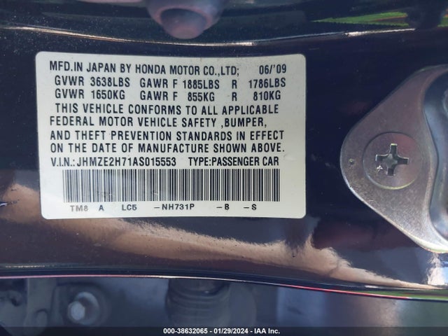 2010 HONDA INSIGHT EX VIN: JHMZE2H71AS015553