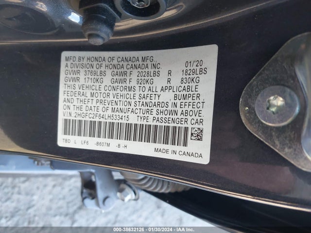 Honda Civic Lx 2020 2HGFC2F64LH533415 Image 9