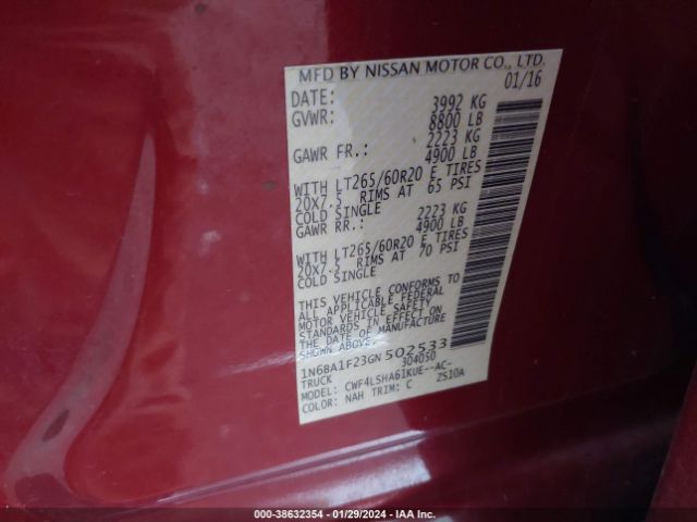 1N6BA1F23GN502533 Nissan Titan Xd Sv Diesel