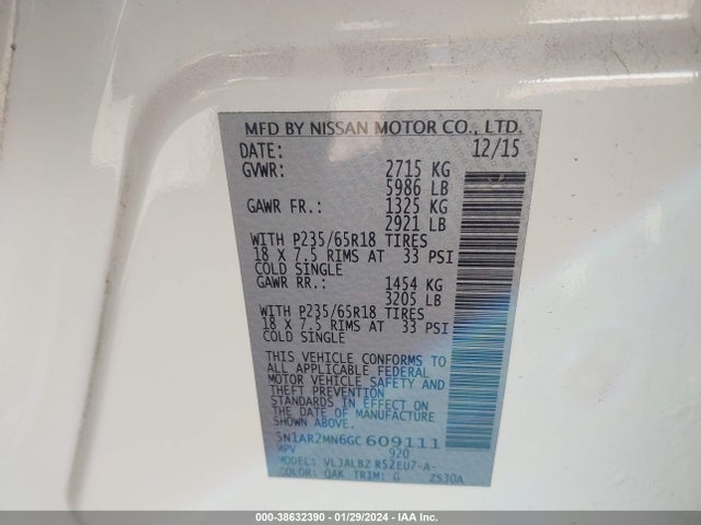Nissan Pathfinder S 2016 5N1AR2MN6GC609111 Image 9