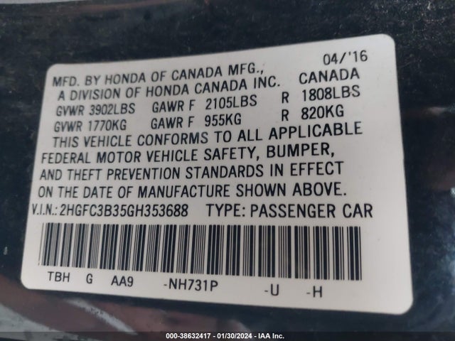 Honda Civic Ex-t 2016 2HGFC3B35GH353688 Image 9