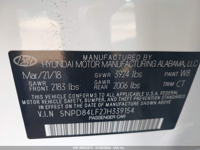 Hyundai ELANTRA SEL 2018 5NPD84LF2JH339154 Image 9
