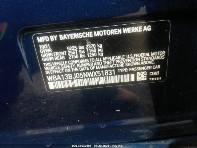 2022 BMW 530I WBA13BJ05NWX51831 Photo 8