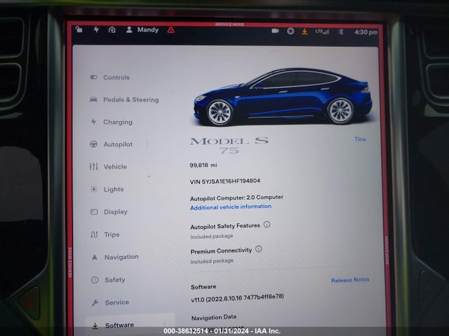 5YJSA1E16HF194804 Tesla Model S 60/75
