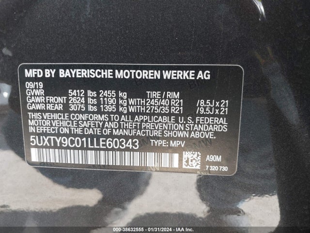 BMW X3 M40i 2020 5UXTY9C01LLE60343 Image 9