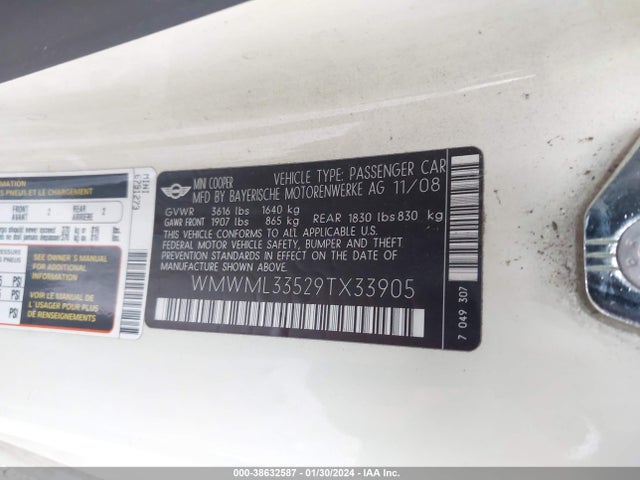 2009 MINI COOPER CLUBMAN WMWML33529TX33905 Photo 8