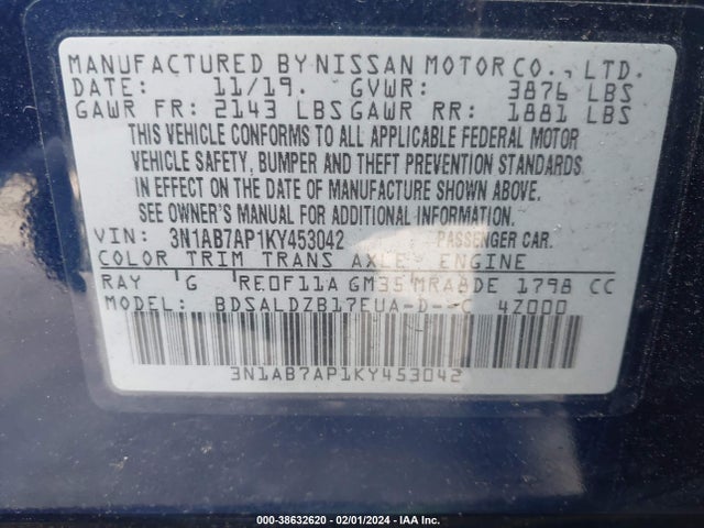 Nissan SENTRA SV 2019 3N1AB7AP1KY453042 Image 9
