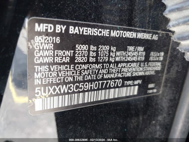 5UXXW3C59H0T77670 BMW X4 Xdrive28i