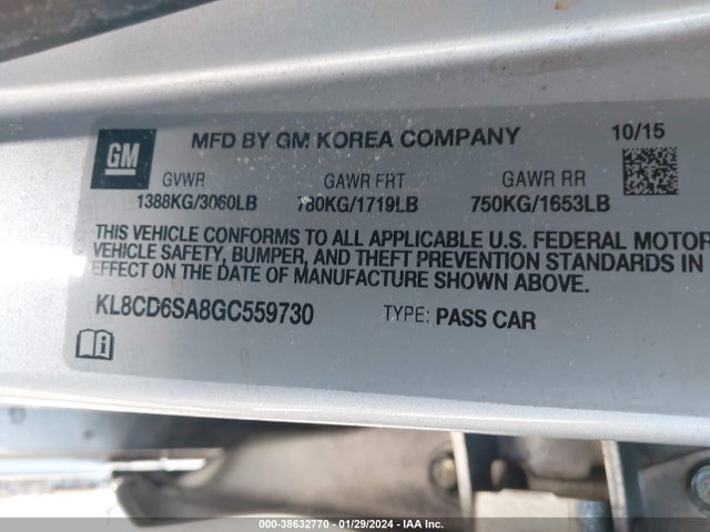 Chevrolet Spark 1lt Cvt 2016 KL8CD6SA8GC559730 Image 9