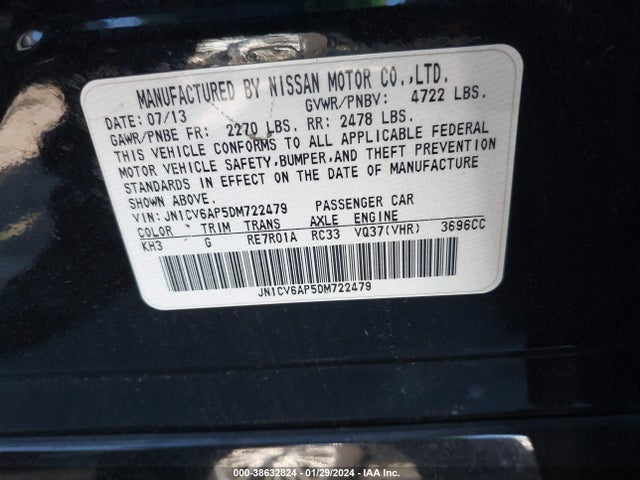 2013 INFINITI G37 JOURNEY VIN: JN1CV6AP5DM722479