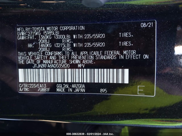 JTJHZKFA6N2035820 Lexus Rx 350l