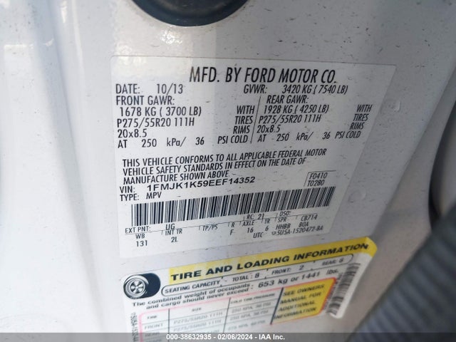 Ford Expedition El Limited 2014 1FMJK1K59EEF14352 Image 9