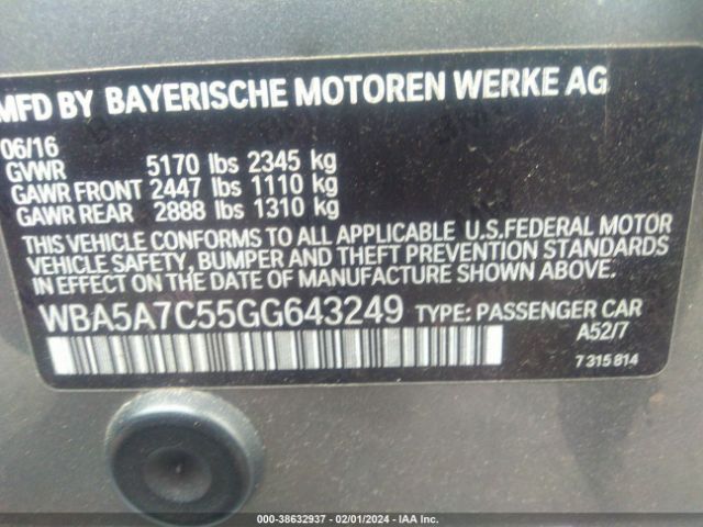 WBA5A7C55GG643249 BMW 528i Xdrive