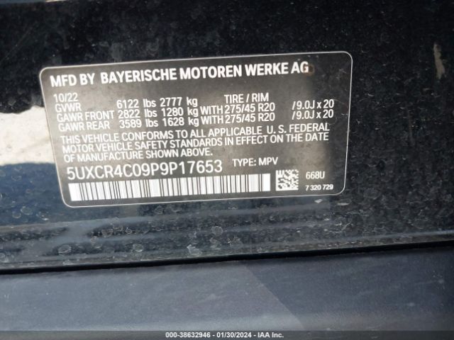 5UXCR4C09P9P17653 BMW X5 Sdrive40i