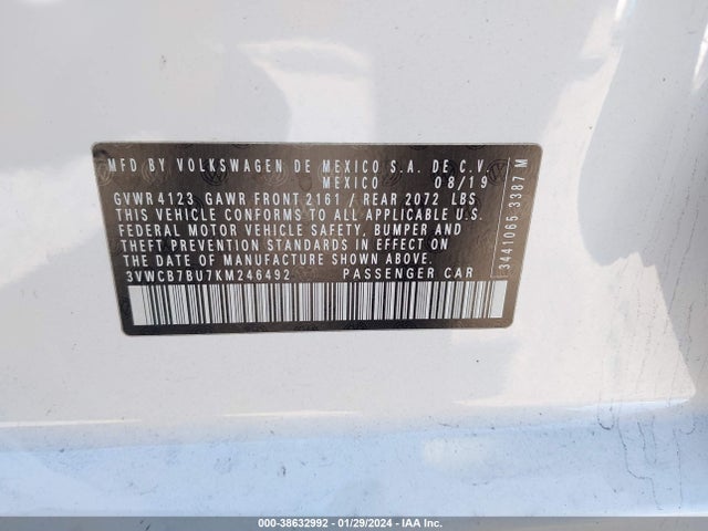 3VWCB7BU7KM246492 Volkswagen Jetta 1.4t R-line/1.4t S/1.4t Se
