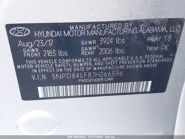 Hyundai ELANTRA SEL 2018 5NPD84LF8JH266596 Image 9