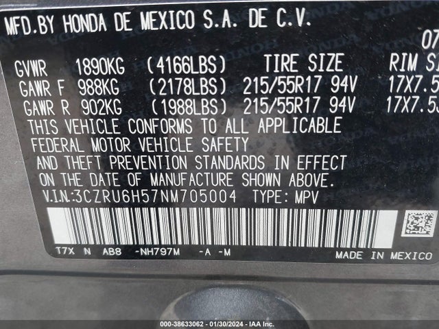Honda HR-V EX 2022 3CZRU6H57NM705004 Image 9